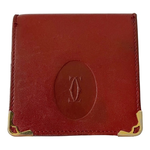 Cartier Handbags - Cartier vintage burgundy leather coin snap pouch